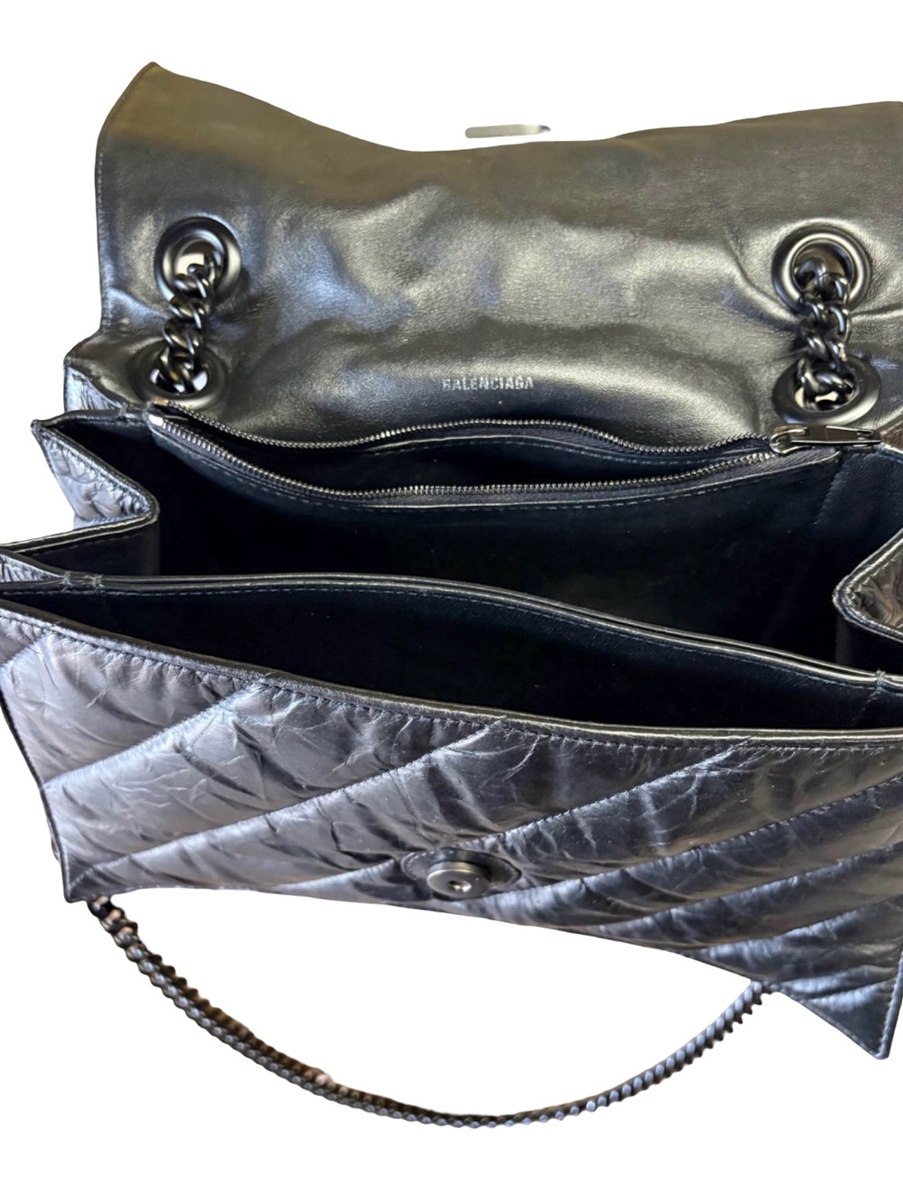 Authentic Balenciaga Crush Medium Chain Bag — Black - Picture 3 of 12